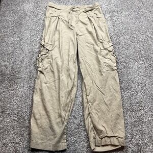 Athleta Pants Womens Large Tan‎ Cargo Drawstring Wide Leg Relaxed Fit Casual